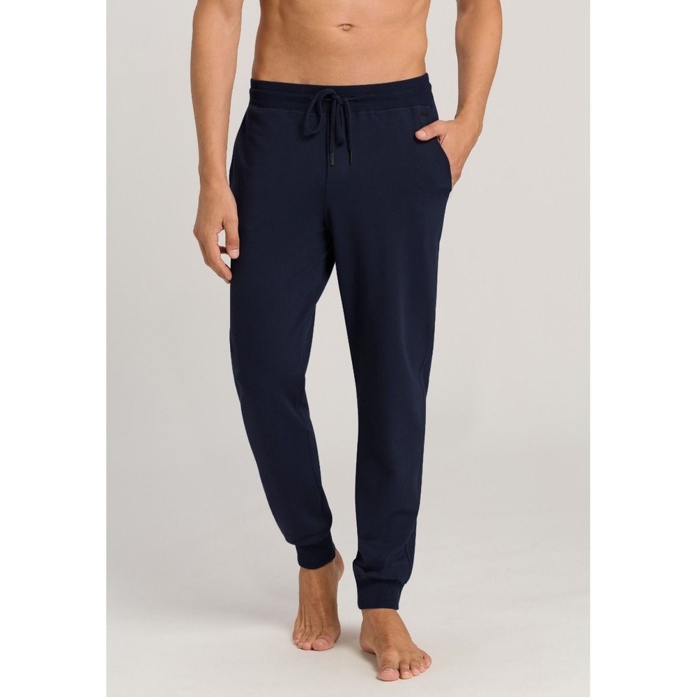 Hanro Mens Leisure Blue Lounge Knit Cotton Drawstring Jogger Lounge Pants Sz S‎
